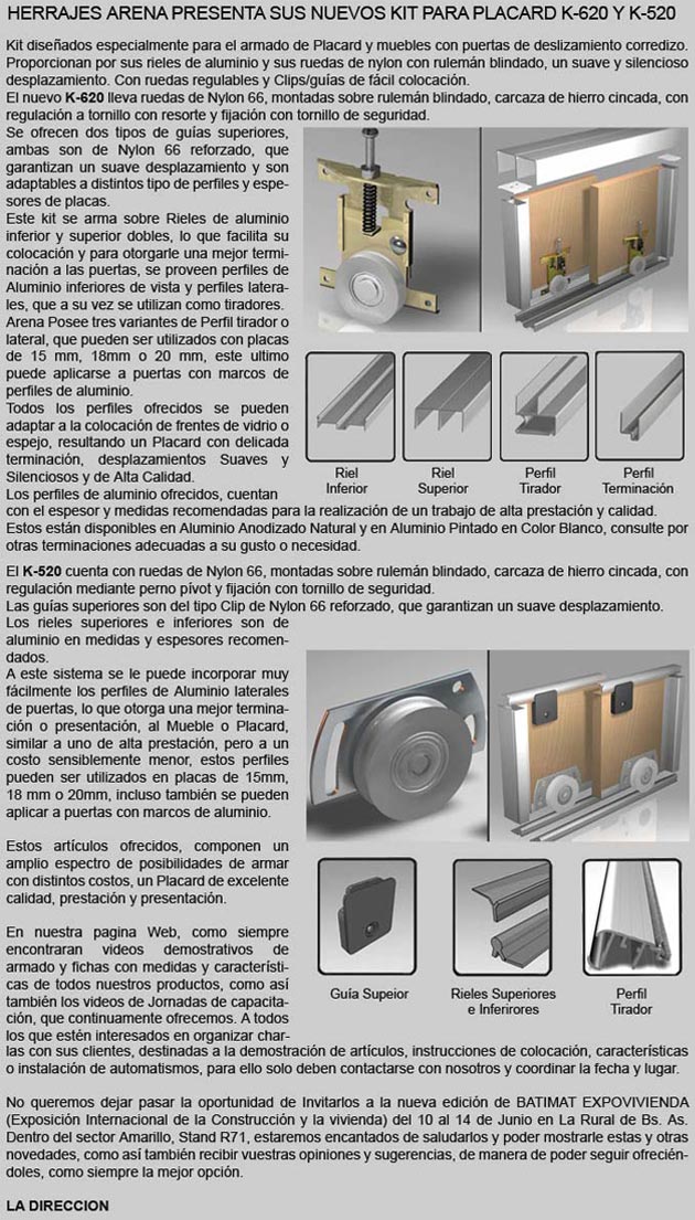 InfoArena n°12 - Novedades de productos de Herrajes Arena