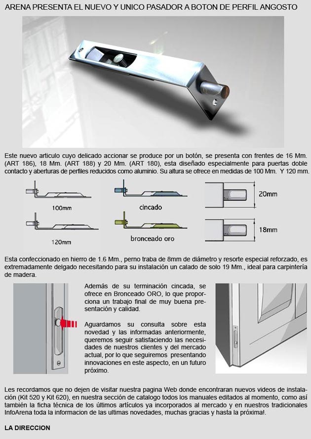 InfoArena n°13 - Novedades de productos de Herrajes Arena